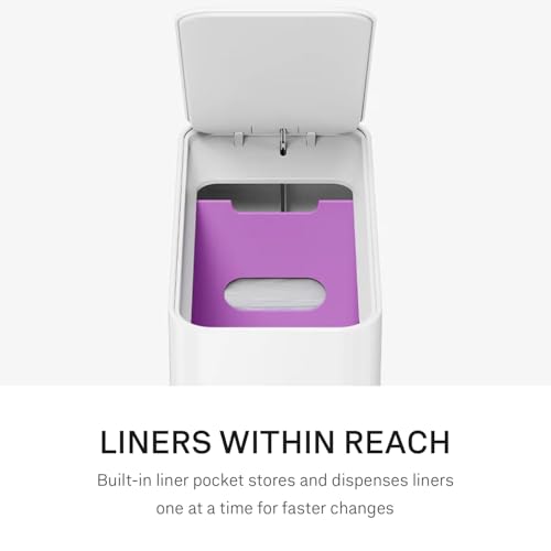 simplehuman Slim Step Can, 9L / 2.4 Gallon Primary Bathroom Trash Can, Liner Pocket®, Sleek Internal Hinge, 150,000-Step All-Steel Pedal, Lid Shox® Silent Close, White Steel - color: White, size: 9L