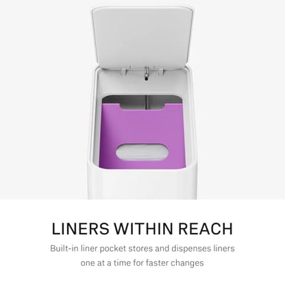 simplehuman Slim Step Can, 9L / 2.4 Gallon Primary Bathroom Trash Can, Liner Pocket®, Sleek Internal Hinge, 150,000-Step All-Steel Pedal, Lid Shox® Silent Close, White Steel - color: White, size: 9L