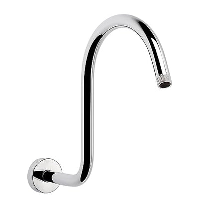S Shaped Shower Arm, High Rise Shower Head Extension Pipe Standard 1/2" Connection with Flange, Awesome Shower Experience-Stainless Steel Bathroom Accessory(13 Inch 2-S Shape, Chrome Finish) - color: Chrome Finish, style: 13" 2 Shape