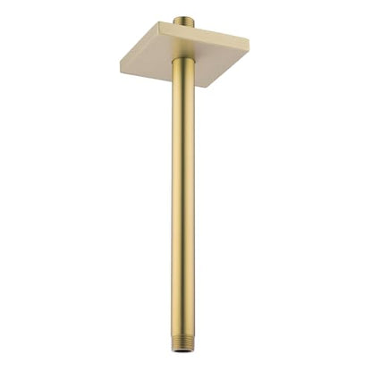 RANDOM Straight Shower Arm with Flange,Gold 12 Inches Ceiling Mount Shower Head Extension Arm,Brushed Gold.RD-91038-12BG-SQ - color: 12″ Brushed Gold(Square Flange)