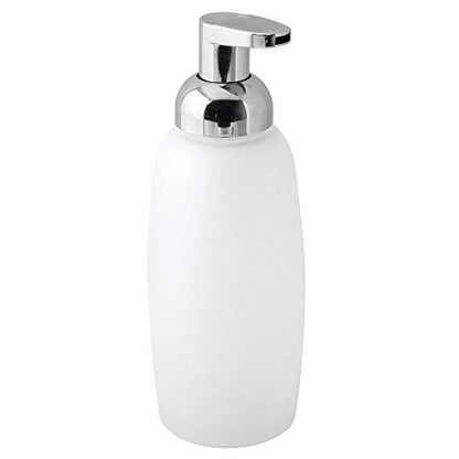 mDesign Refillable Glass Foaming Hand Soap Dispenser - Foam Soap Pump Bottle Container for Bathroom Counter Top - Decorative Foam Soap Dispenser - Malloy Collection - 2 Pack - Clear Frost/Chrome