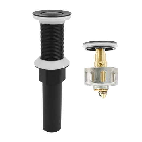 Bathroom Sink Drain,Drain Stopper Bathroom Sink Without Overflow,Small Cap Pop Up Drain Assembly with Detachable Strainer Basket,Built-in Anti-Clogging, Stainless Steel Nut Matte Black - color: Matte Black-small Cap, style: Without Overflow