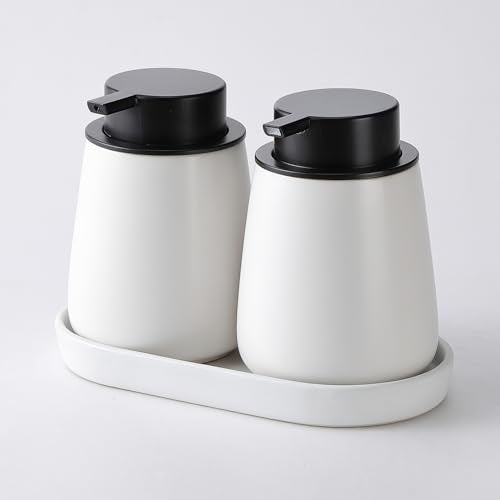 12Oz Hand Soap Dispenser - 2 Pack Ceramic Foam Soap Dispenser Set | Foaming Dispenser with Easy-to-Press Pump, Reusable and Refillable Mordern Dish Soap Dispenser for Bathroom & Kitchen, White - color: White Foming Dispenser