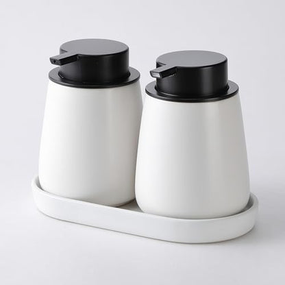 12Oz Hand Soap Dispenser - 2 Pack Ceramic Foam Soap Dispenser Set | Foaming Dispenser with Easy-to-Press Pump, Reusable and Refillable Mordern Dish Soap Dispenser for Bathroom & Kitchen, White - color: White Foming Dispenser