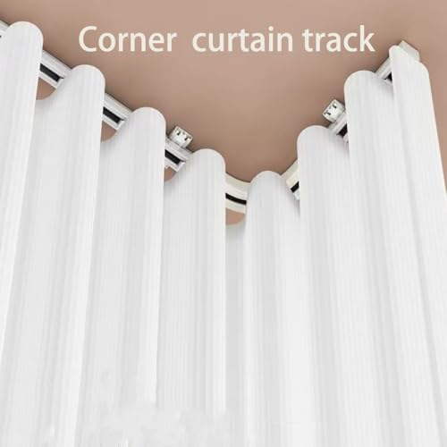 Curved Ceiling Curtain Track, Corner Wall Track, Room Divider, Shower, Hospital, 144in Heavy Duty Slide Rod for Renter, RV - size: 144in curtain track wall&ceiling mount