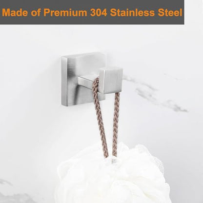 Nolimas Towel Hook Stainless Steel Bathroom Rustproof Clothes Towel Coat Hook Wall Mounted Square Toilet Kitchen, Heavy Duty Door Hanger, 1 Pack, Brushed Nickel - color: Brushed Nickel, size: 1 Pack