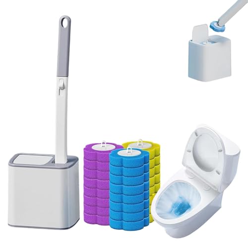 Disposable Toilet Brush, Disposable Toilet Cleaner, Extended Handle for Toilet Bowl Cleaners,Bathroom Cleaning, Bathtub (24Pcs Replacement Heads, Gray)