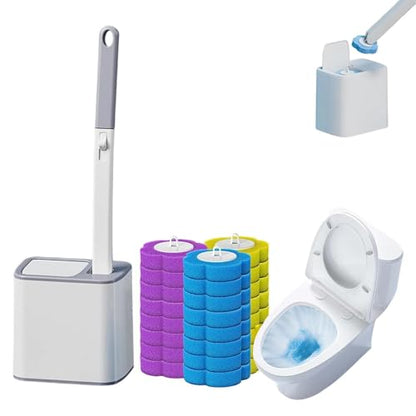 Disposable Toilet Brush, Disposable Toilet Cleaner, Extended Handle for Toilet Bowl Cleaners,Bathroom Cleaning, Bathtub (24Pcs Replacement Heads, Gray)