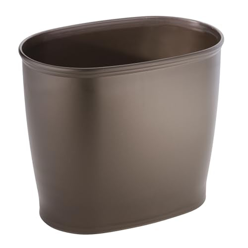 iDesign Slim Plastic Bathroom Trash Can, Bronze | Small Garbage Bin, For Bedroom, Office, Desk, Dorm - size: 12" x 8" x 10"