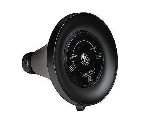 Niagara Conservation N3915MB Earth Luxe 3-Spray with 1.5 GPM 3.35-in. Wall Mount Adjustable Fixed Shower Head in Matte Black, 1-Pack | Bathroom Shower Head Sprayer with Pressure Compensation - color: Matte Black, style: 1.50 GPM