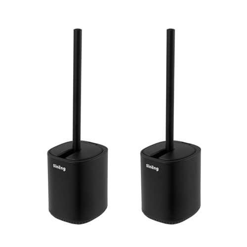 Toilet Brush and Holder Set Toilet Bowl Brush Stainless Steel Automatic Open lid Toilet Bowl Cleaner Brush with Durable Bristle Head Toilet Cleaning Brush for Bathroom - color: Black