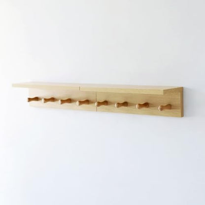 Entrance Coat Rack ，Coat Hooks, Wall-Mounted Wooden Hook Rack, Wall-Mounted Shelves(Oak Color Finish—A-2) - style: Oak color finish—A-2