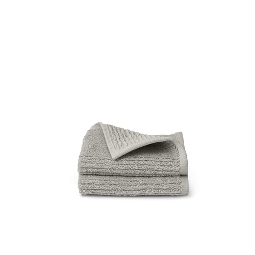 BOLL & BRANCH Turkish Ribbed Washcloth Set, Pewter | Set of 2 - 100% Organic Turkish Cotton - Soft Absorbent Luxury Spa Washcloths, Ribbed Texture - Quick Dry Bathroom Essentials - color: Pewter, style: Turkish Ribbed