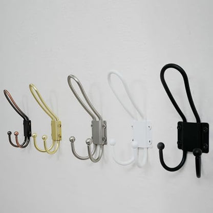 WEBI Coat Hooks Wall Mount,5 mm Thick,10 Large Triple Hooks,Heavy Duty Metal Backpack Wall Hooks for Hanging Clothes,Robe,Towel,Closet,Farmhouse,Mudroom,White - color: White