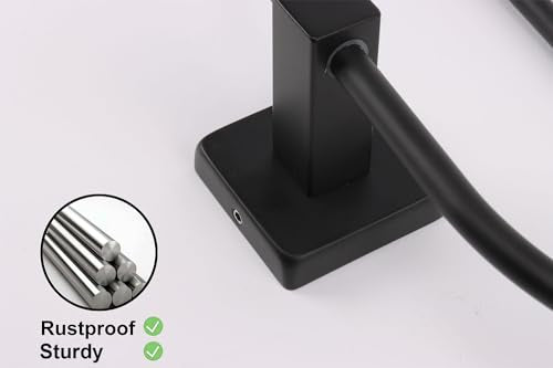 TocTen 2 Pieces Towel Ring/Hand Towel Rack - Thicken SUS304 Stainless Steel Bathroom Hand Towel Holder Heavy Duty Unique Oval Hand Towel Hanger Wall Mounted for Bathroom Kitchen Sink（Matte Black） - color: Matte Black, size: 7.88 Inch without Shelf (2 Pack