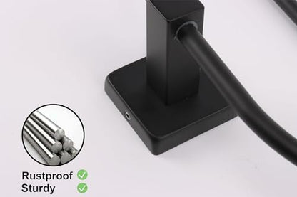 TocTen 2 Pieces Towel Ring/Hand Towel Rack - Thicken SUS304 Stainless Steel Bathroom Hand Towel Holder Heavy Duty Unique Oval Hand Towel Hanger Wall Mounted for Bathroom Kitchen Sink（Matte Black） - color: Matte Black, size: 7.88 Inch without Shelf (2 Pack