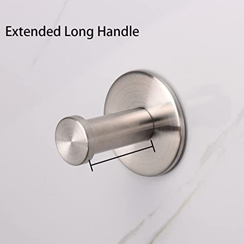 Bath Towel Hooks, 6 Pack Self Adhesive Coat Hooks, Sturdy No Drilling Robe Hook, SUS 304 Stainless Steel Heavy Duty, Wall Hooks for Bathroom Bedroom Kitchen (2 in, Brushed) - color: Brushed-6