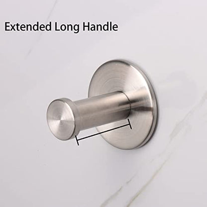Bath Towel Hooks, 6 Pack Self Adhesive Coat Hooks, Sturdy No Drilling Robe Hook, SUS 304 Stainless Steel Heavy Duty, Wall Hooks for Bathroom Bedroom Kitchen (2 in, Brushed) - color: Brushed-6