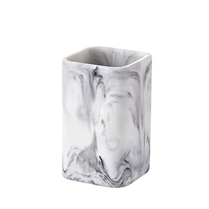 Toothbrush Holder for Bathrooms, White Marble Look Toothpaste and Makeup Holder, Brushes and Razors Holder, Vanity Bathroom Countertop Organizer, Toothbrush Cup - color: 3. White Marble