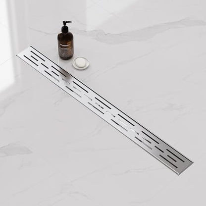 Neodrain 28-Inch Brushed Linear Shower Drain with Brick Pattern Grate | 304 Stainless Steel,Durable Bathroom Floor Drain,Rectangle Linear Drain with Hair Strainer & Adjustable Feet,CUPC certified - color: Stainless, size: 28 In