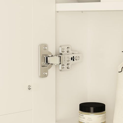 MOUMON Medicine Cabinet with LED Lighted Mirror, Anti-Fog, Wall-Mounted Bathroom Cabinet with Storage Shelves, Adjustable Lights, 2 Doors, White, 5.1”D x 35.4”W x 31.5”H