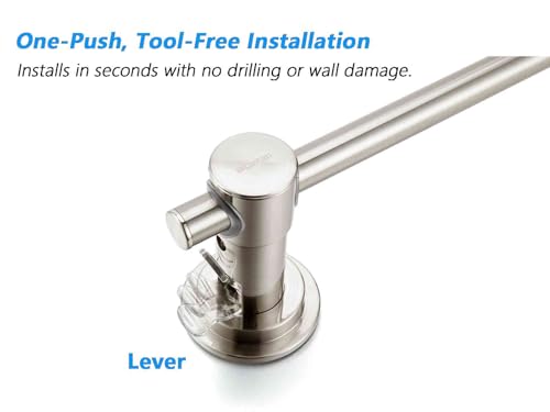 BOPai 24 inch Suction Cup Towel Bar, Brushed Nickel | Repositionable & Powerful Vacuum Suction - color: Brushed Nickel, size: 24"