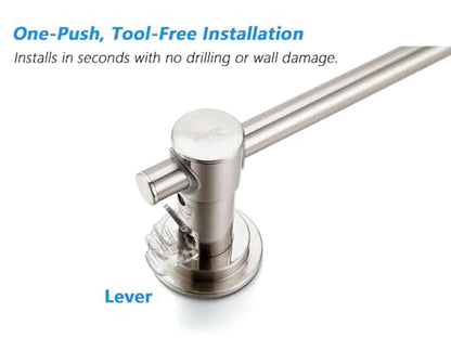 BOPai 24 inch Suction Cup Towel Bar, Brushed Nickel | Repositionable & Powerful Vacuum Suction - color: Brushed Nickel, size: 24"
