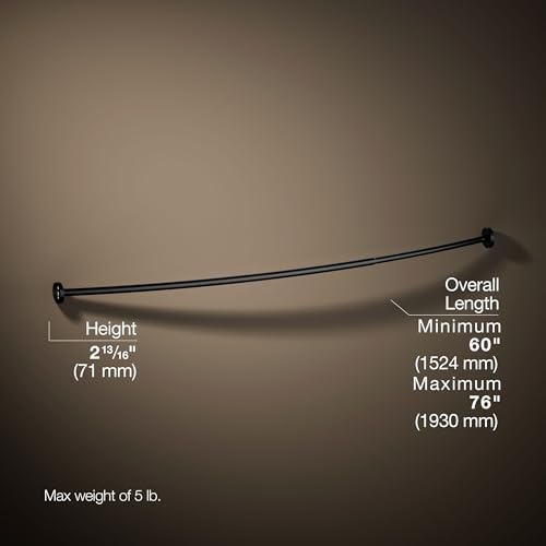 Kohler K-9351-BL Expanse Curved Shower Rod, Contemporary Design, Matte Black - color: Matte Black