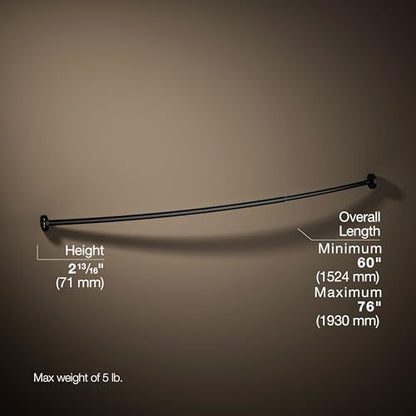 Kohler K-9351-BL Expanse Curved Shower Rod, Contemporary Design, Matte Black - color: Matte Black