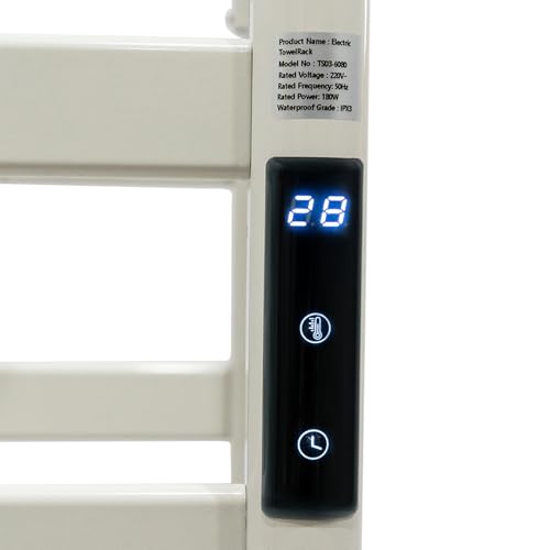 Dual-Row Freestanding Electric Towel Warmer Rack, 180W Fast Heat-Up Towel Rack with LED Display & Timer,12 Bars Towel Dryer for Bathroom, Large 23.62"x31.5" Drying Area