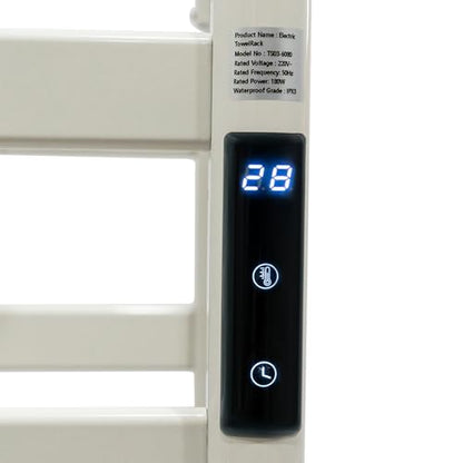 Dual-Row Freestanding Electric Towel Warmer Rack, 180W Fast Heat-Up Towel Rack with LED Display & Timer,12 Bars Towel Dryer for Bathroom, Large 23.62"x31.5" Drying Area