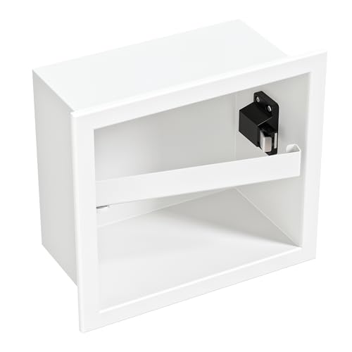 Qeke Recessed Toilet Paper Holder 304 Stainless Steel, Matte White | Rustproof Toilet Paper Holder Built-in, in Wall Tissue Paper Holder with Push-to-Open Rod for Bathroom & RV - color: Matte White