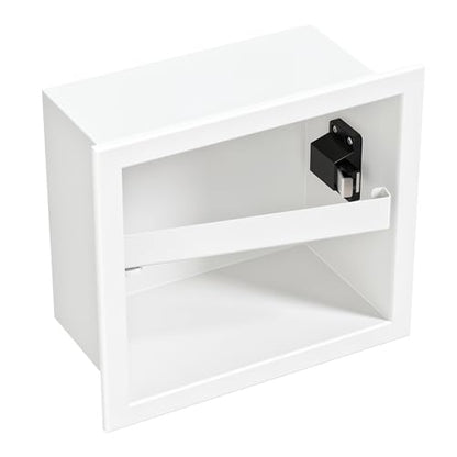 Qeke Recessed Toilet Paper Holder 304 Stainless Steel, Matte White | Rustproof Toilet Paper Holder Built-in, in Wall Tissue Paper Holder with Push-to-Open Rod for Bathroom & RV - color: Matte White