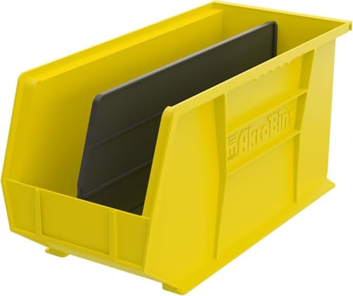 Akro-Mils 30265 AkroBins Plastic Storage Bins, 18"x8.25"x9", Yellow, 6-Pack | Space-Saving Stackable Bins for Garage, Pantry, Craft Organization - color: Yellow