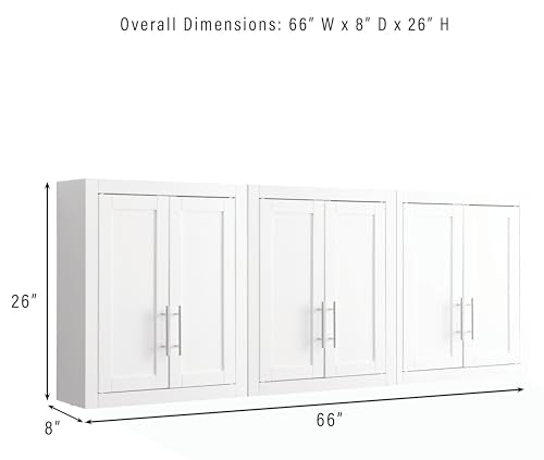 Crosley Furniture Savannah 3-Piece Wall Kitchen Storage Cabinet, Cabinets for Laundry, Bathroom, White - color: White, style: 3-Piece Bathroom Cabinet