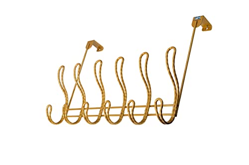 Twisted Design Over the Door Hook Rack, Towel Hanger, Coat Rack for Bathroom, Bedroom or Laundry Room (Gold With 12 Hooks) - style: Gold with 12 Hooks