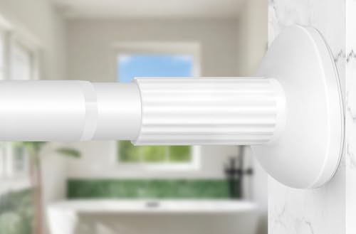 Tension Curtain Rod 51-86 Inch, Curtain Rod No Drilling for Window or Bathroom Closet, Outdoor Curtain Rods for Patio Tension Rod, Easy to Install, Never Rust, Rod Diameter 1.26 Inches - White - color: White, size: 51''-86''