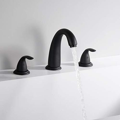 SUMERAIN Matte Black 3 Hole Roman Tub Faucet with Valve | Deck Mount, 2 Handle, Bathtub Faucet, High Flow, Classic, for Bathroom - color: Matte Black, size: 4-29/32" spout reach