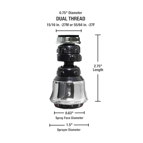 Danco Dual Thread Swivel Sprayrator, Chrome, 10500 - color: Chrome, size: Dual Thread Swivel
