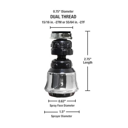 Danco Dual Thread Swivel Sprayrator, Chrome, 10500 - color: Chrome, size: Dual Thread Swivel