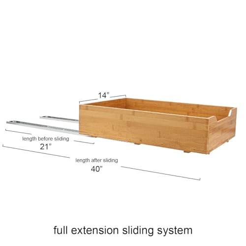 Household Essentials Glidez Bamboo and Steel 1-Tier Pull-Out/Slide-Out Storage Organizer, 14" Wide, Natural - size: 14", style: Single Tier