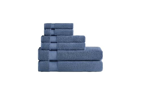 Ozdilek 6-Piece Bath Towel Set, 2 Bath, 2 Hand, 2 Wash, 100% Cotton Turkish Towels, 2 Bath Towels (30x60/550 GSM), 2 Hand Towels (16x30/575 GSM), 2 Washcloths (13x13/600 GSM) (Ocean Blue) - color: Ocean Blue