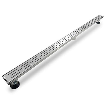 SaniteModar Linear Shower Drain 72 inch Brushed with Brick Pattern Grate | AISI 304 Stainless Steel Brushed Linear Dain Rectangle Shower Floor Drain with Hair Strainer and Leveling Feet - size: 72 inch