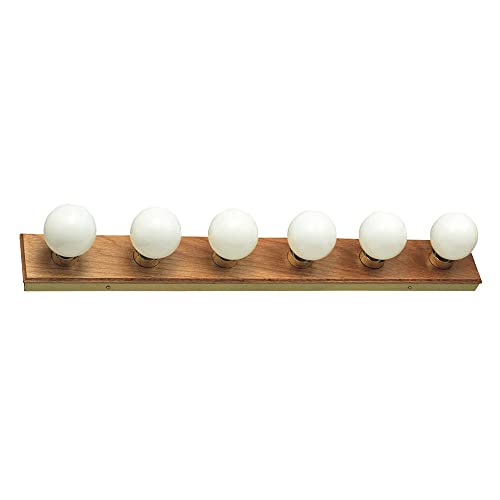 Design House Bathroom Vanity Light Fixtures Over Mirror, 6-Light Vanity Lights for Bathroom, Dimmable Wall Mount Lighting, Horizontal or Vertical Installation, Honey Oak, 36-Inch, 500223 | Dimmable, Wall Mount, Contemporary/Modern, Wood, Lighting, 500223