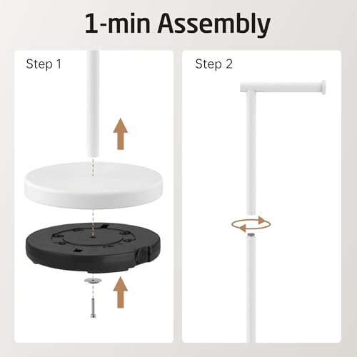 KES White Toilet Paper Holder Stand, Freestanding with Heavy Base | 304 Stainless Steel, Rustproof, 20.2-Inch Height, Anti-Slip Base, Fits All Rolls, Easy 1-Min Assembly - color: White, size: 20.2" H