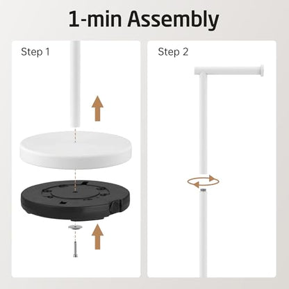 KES White Toilet Paper Holder Stand, Freestanding with Heavy Base | 304 Stainless Steel, Rustproof, 20.2-Inch Height, Anti-Slip Base, Fits All Rolls, Easy 1-Min Assembly - color: White, size: 20.2" H