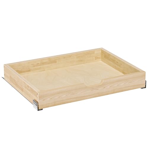 Pull Out Cabinet Organizer, 28.5 in W x 21 in D Solid Wood Slide Out Drawer, Soft Close Sliding Shelf, Bottom or Side Mount for Kitchen Pantry Bathroom, Fits 29.5 in Cabinet Opening - size: 28½” W × 4"H x 21” D