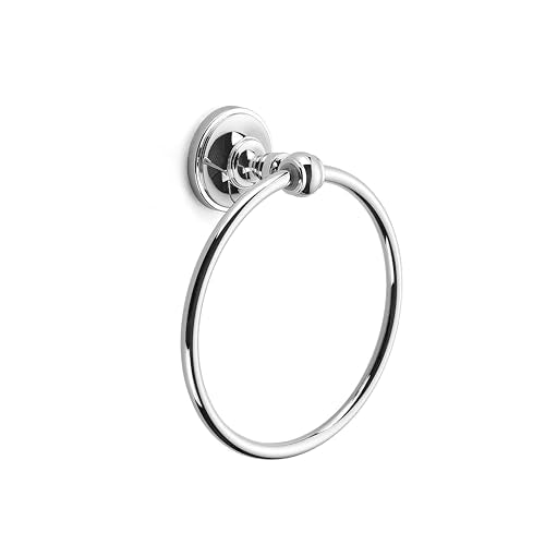 khtumeware 1 Pack Vibrant Polished Chrome Bath Towel Ring, Bathroom Hardware Accessories Heavy-Duty Hand Towel Holder for Bathroom, Modern Round Towel Hanger Wall Mounted - color: Vibrant Polished Chrome, size: 6.50" Face Towel Ring