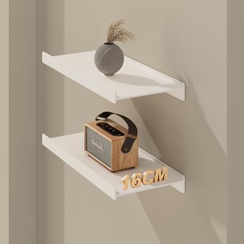 Widen Floating Shelves for Wall, Wall Mounted Shelves with Lip for Storage, Metal Display Shelves, Kitchen/Living Room/Bedroom/Bathroom Shelf, White 12 inch 2 Pack - color: White, size: 12 inch 2P Wide