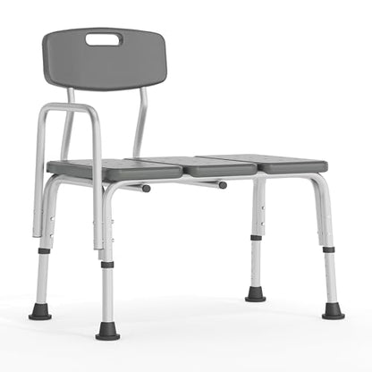 Flash Furniture HERCULES Series 300 Lb. Capacity Adjustable Gray Bath & Shower Transfer Bench with Back and Side Arm - color: Grey